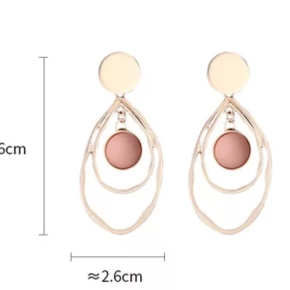 dangle fashion earrings mauve gold - Picture 3 of 5